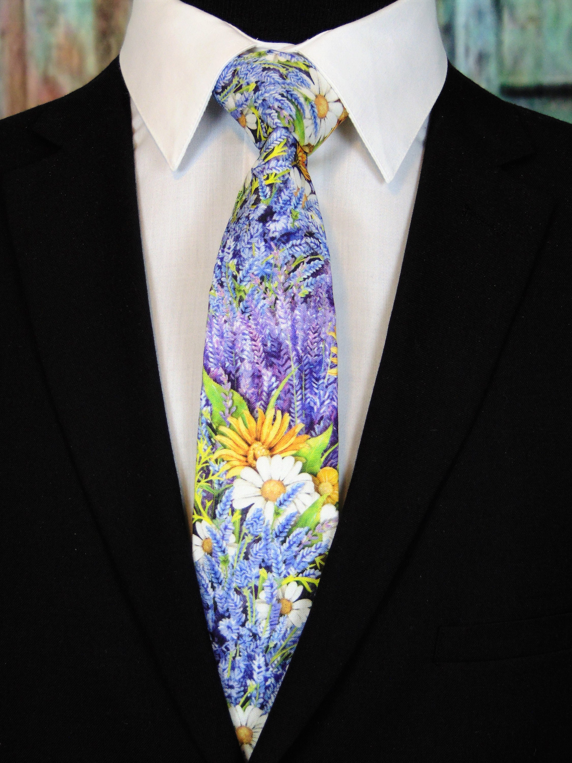 mens grey floral tie