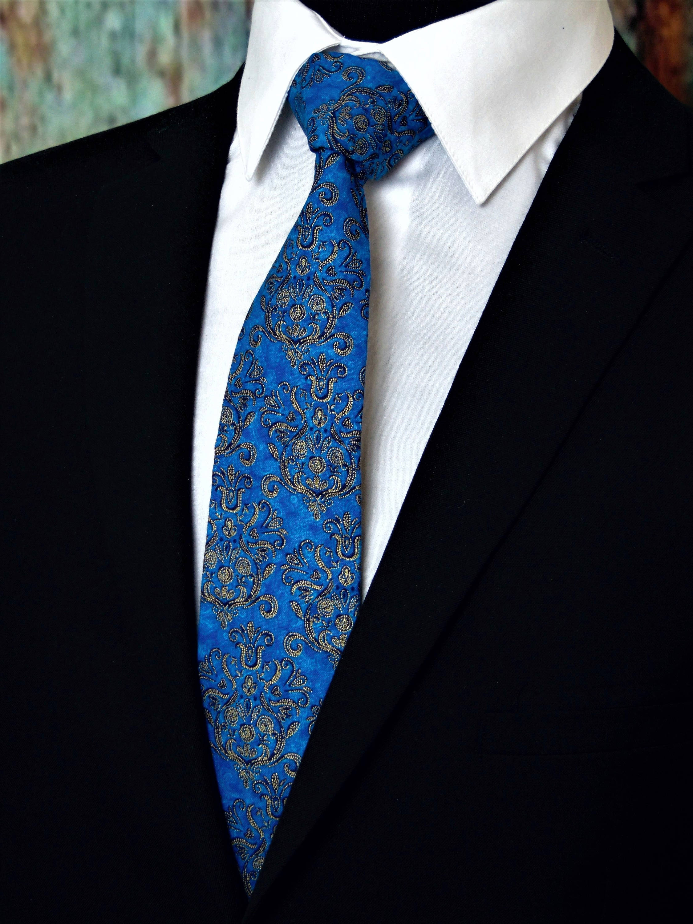 Mens Ties Classic Mens Blue and Gold Necktie. Great for Etsy