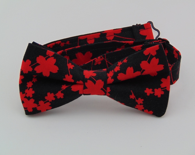 Cherry Blossom Bow Tie – Mens Red and Black Cherry Blossom Bow Tie