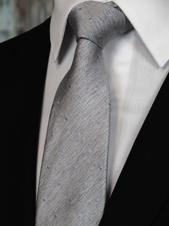 Corbata de plata Corbata de seda plateada hombre con México