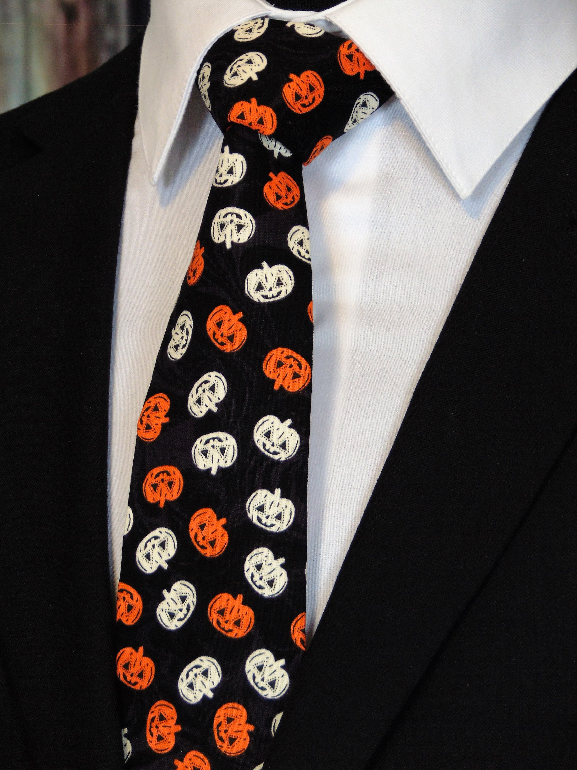 Halloween Neck Tie Mens Halloween Necktie with Pumpkins