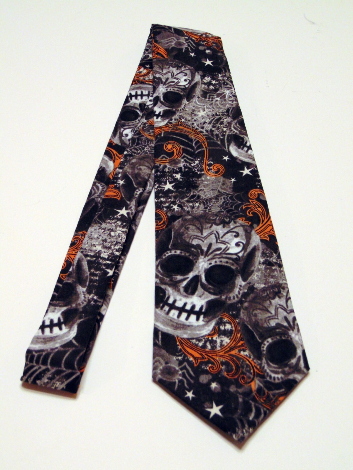 Halloween Necktie, Halloween Tie, Skull Necktie, Skull Tie, Black ...