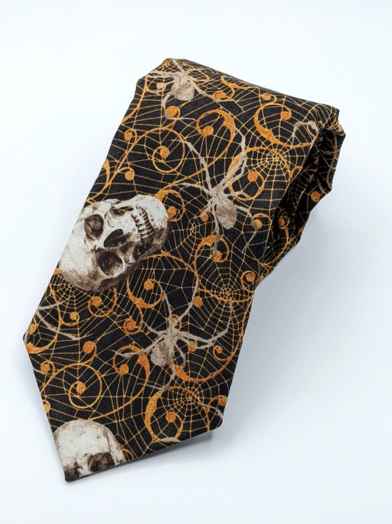 Skull and Spider Web Necktie Halloween Ties image 2