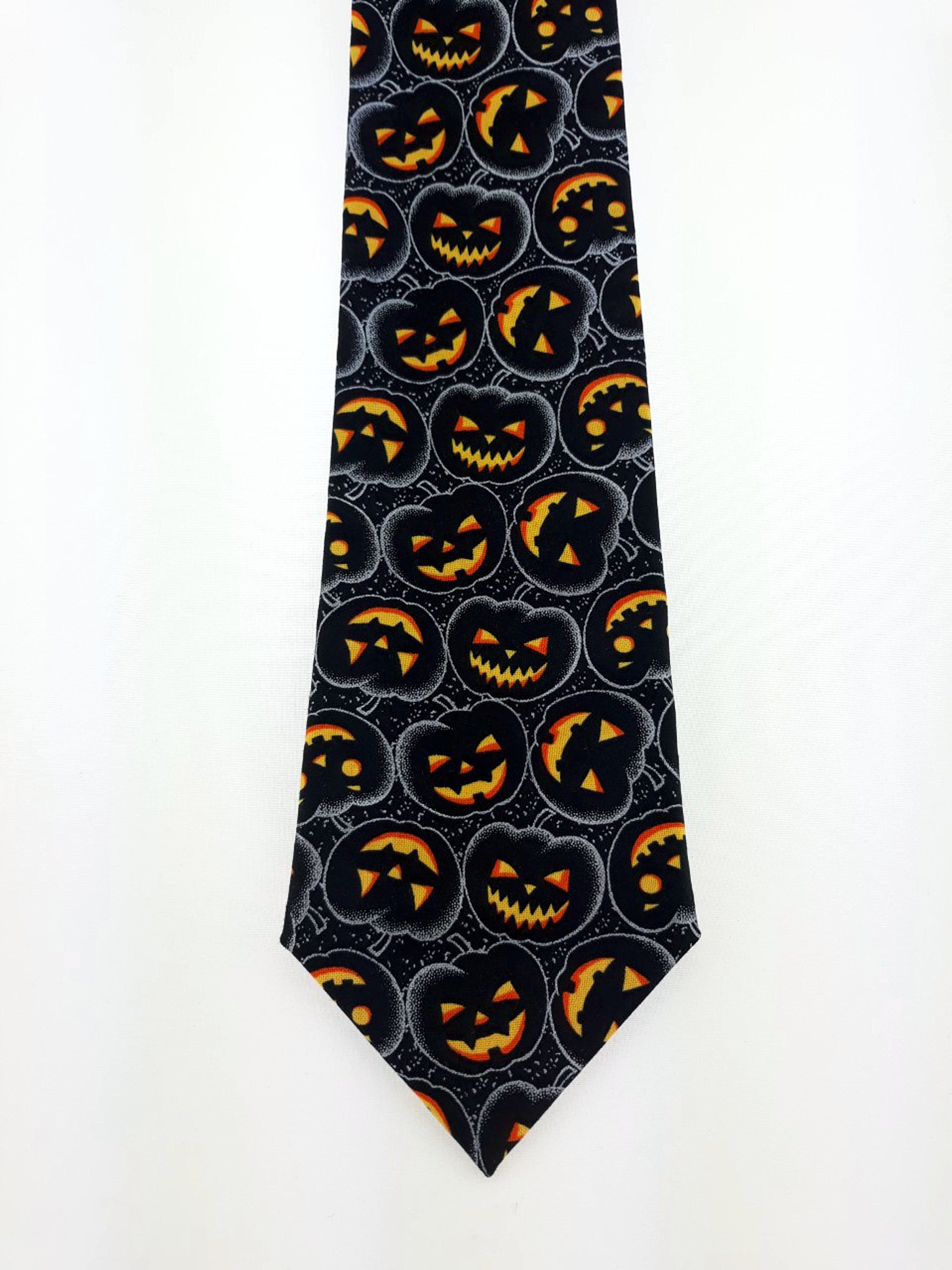 Pumpkin Neck Tie – Mens Halloween Ties, Pumpkin Themed Halloween Necktie