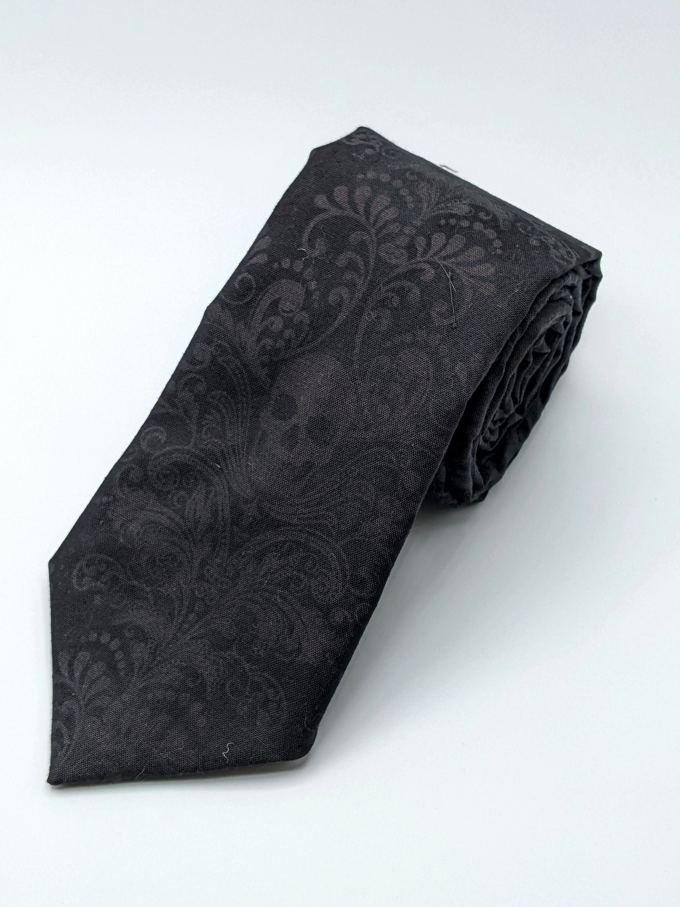 Charcoal and Grey Skull Tie - Etsy