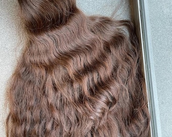 Golvende hair extensions - medium bruin haar - Slavisch haar - clip-in extensions - hair extensions - natuurlijk golvend lichtbruin haar - remy-haar