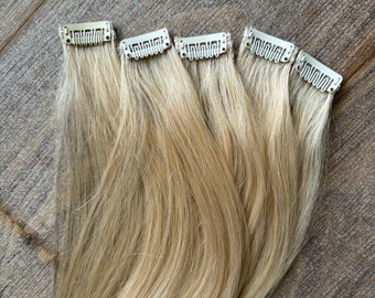 100% echt haar - Strip blonde mix highlights - Clip-in extensions - 5 stuks 50 gram Remy Hair -16, 20,22,24,26, 28 - Clip-in extensions