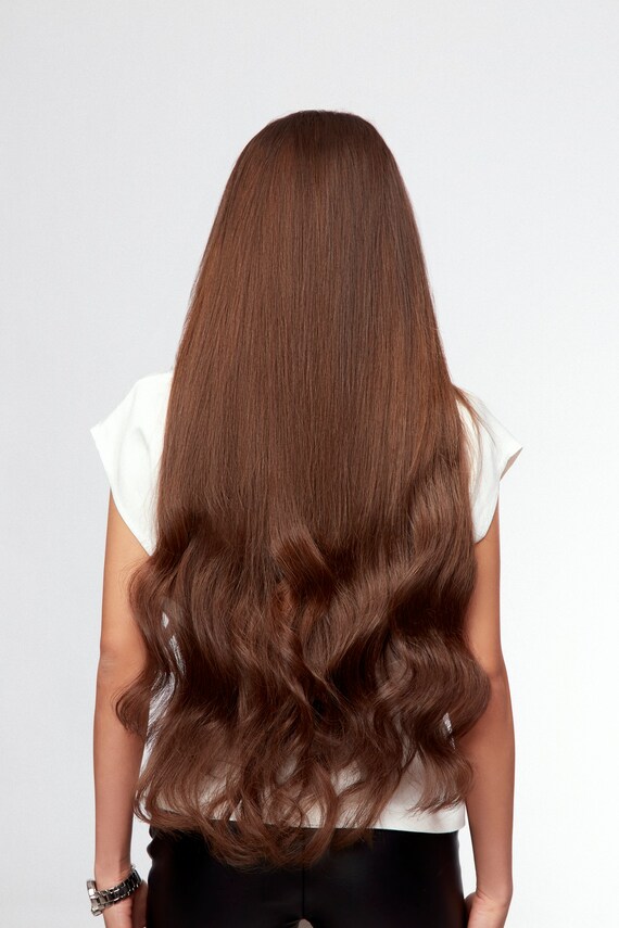 LAAVOO Extensions Cheveux Humains à Clip Double Trame Balayage Brun 120g - Extensions Brunes Naturelles