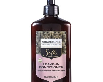 Acondicionador sin enjuague con aceite de argán y proteína de seda para cabello seco y dañado (13.5 fl. oz)