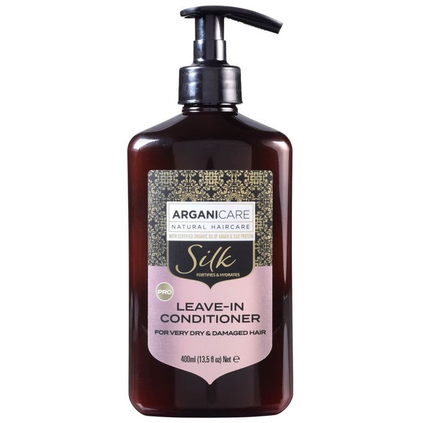 Arganicare Silk Protein Conditioner - Moroccan Argan Oil Conditioner - Dry & Damaged Hair Repair - Organic Hair Treatment - 13.5 fl. Oz