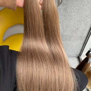 スラブヘアエクステンション - ダーク、ライトブロンドヘア - 長さ 26 インチ - 天然人毛 - ヘアエクステンション - 本物の人毛 - 彼女へのギフト