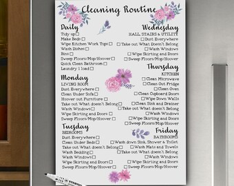Cleaning Routine, Fridge Planner, Weekly Cleaning Checklist, Daily Jobs, Cleaning, Household Chores, Housework list, Dry Erase Planner