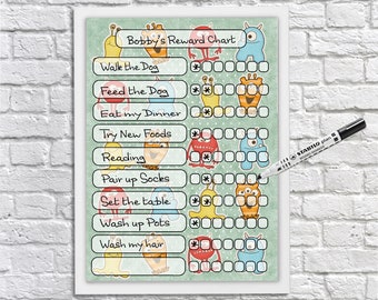 Monster Reward Chart, Editable, Print at home, Star Chart, kids weekly tasklist, After School Schedule, chore chart, Instant download