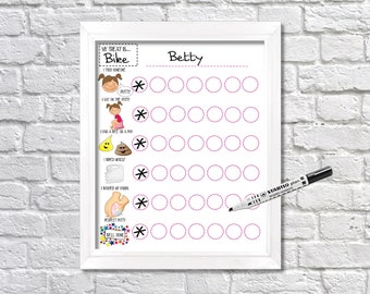 Girls Potty Training Reward Chart, Download and Print, Picture toilet routine, Potty visual aid, Toddler toilet routine, sticker, star chart