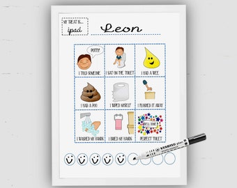 Boys, Potty Chart, Reward Chart, Star Chart, Digital file, Use stickers, Reusable, Steps to the toilet, Potty training, Autism, ADHD, SEN