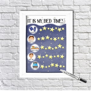 Boys, Bedtime routine, Reward Chart, sleep chart, Sticker Chart, Toddler routine, Stay in bed, Star Chart, Digital file, Printable,