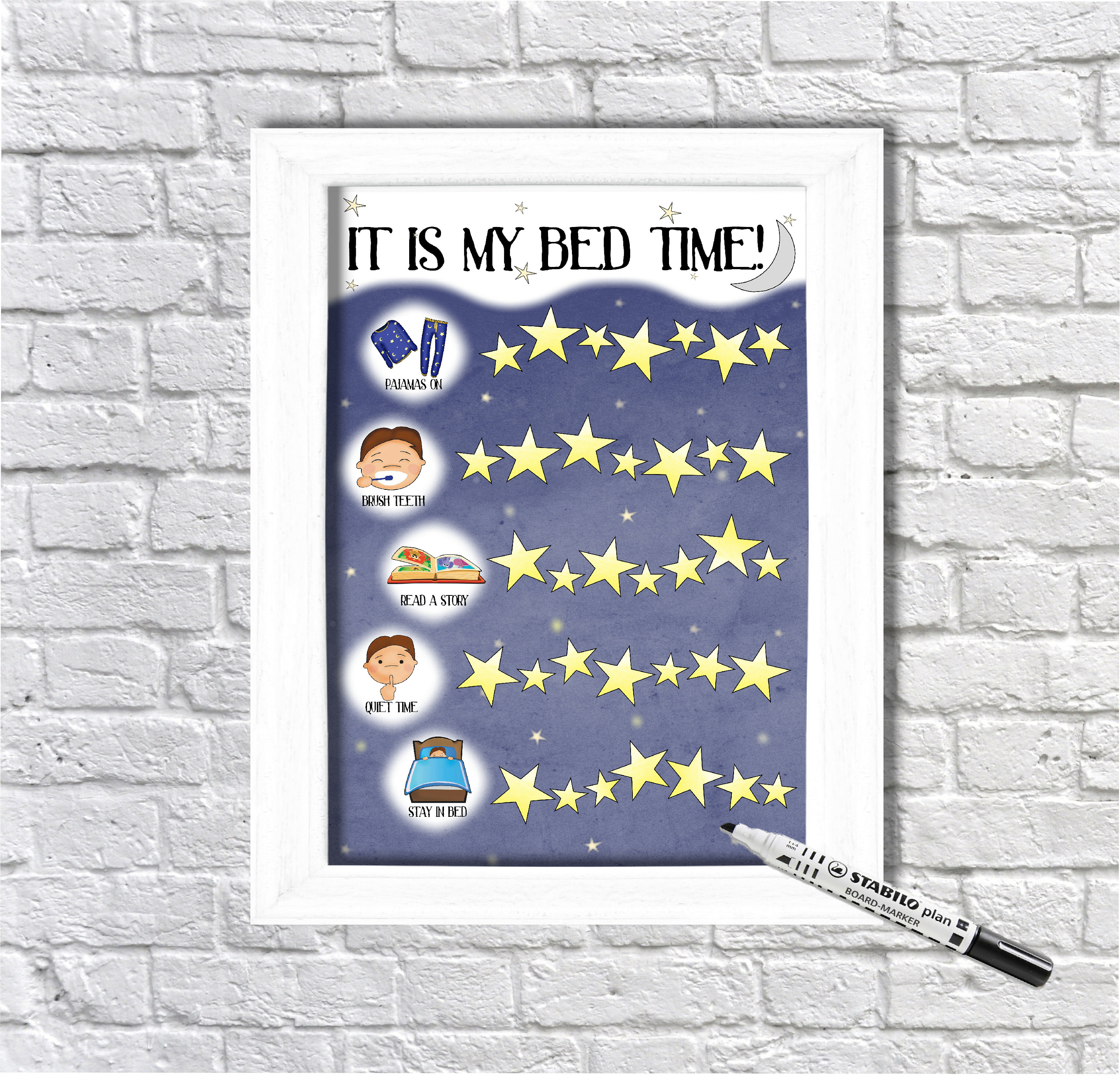 Boys Bedtime Routine Reward Chart Sleep Chart Sticker - Etsy