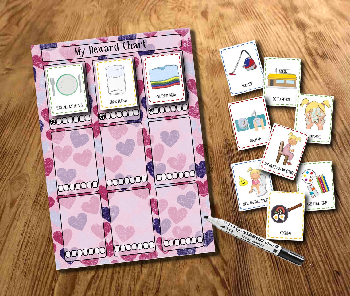 Reward Chart and Routine Cards With Pictures DIY Behaviour - Etsy