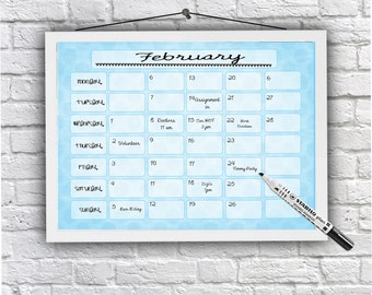 Large Printable monthly planner A3, whiteboard calender, dry erase board, frame at home, (11.7 x 16.5 inches) organisation, command centre