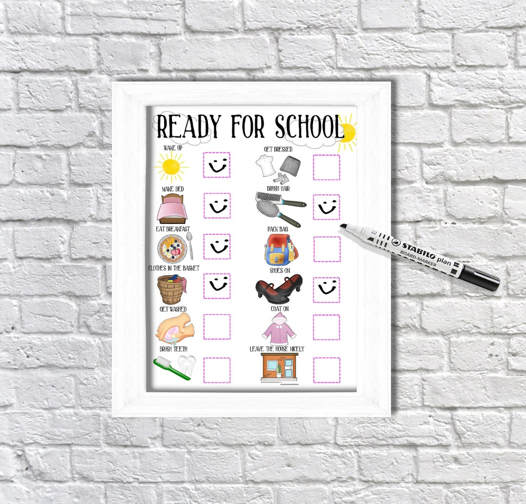 Ready for School, Reward Chart, Visual Schedule, Girls, Kids Planner ...