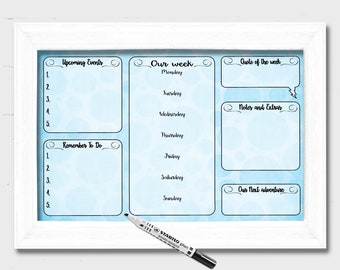 Printable, blue weekly planner, Family planner, digital download, frame at home, (11.7 x 16.5 inches) Family organisation, command centre