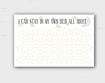 Sleep Reward Chart, bed time, I can stay in my own bed, Sleep in my bed, Toddler, Sticker Chart, Star Chart, Digital file, Printable