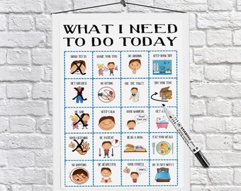 Boys, Routine Chart, kids daily planner, kids routine, visual aid, visual schedule, print at home, Autism, ADHD, dyslexia, printable,