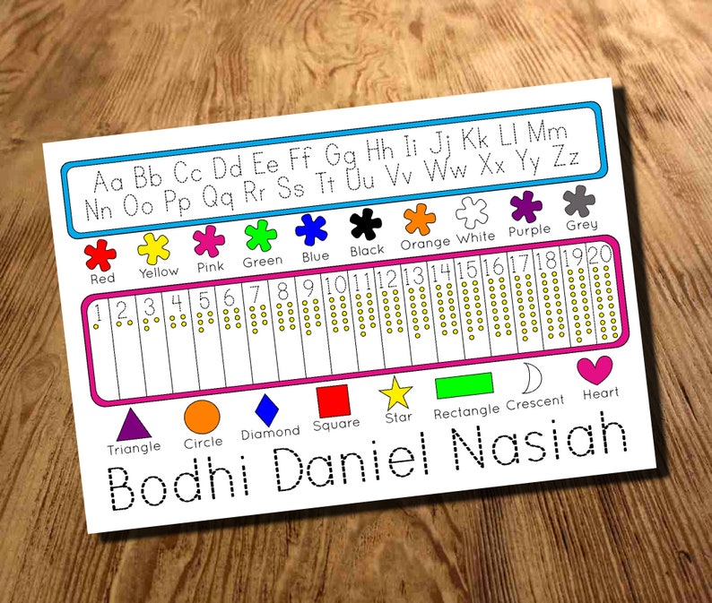 Kids learning mat Laminated numbers letter learning Car Etsy