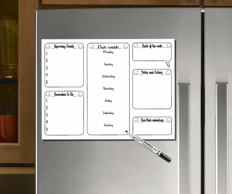 Family Planner Weekly Agenda Fridge Planner Dry Etsy UK