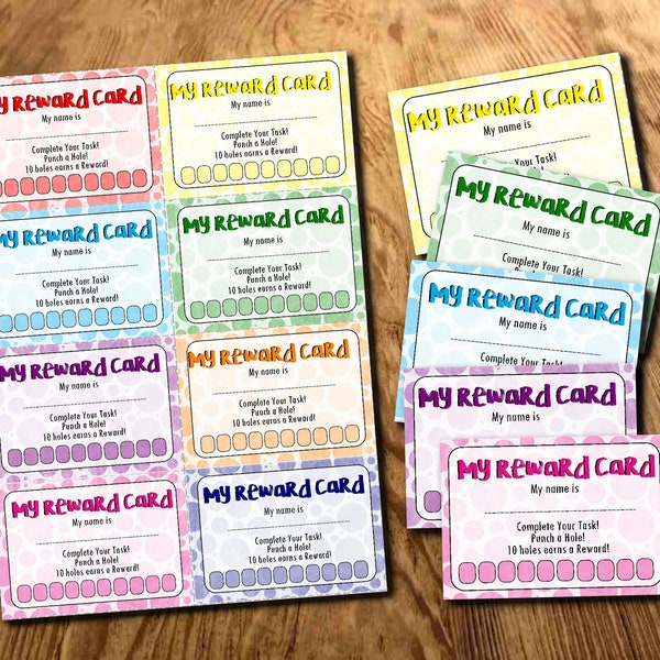 Reward Cards, Chore Card, Punch Cards, Printable, Instant Download, Kids Reward Ideas,  Behaviour Chart, Chore Chart, DIY