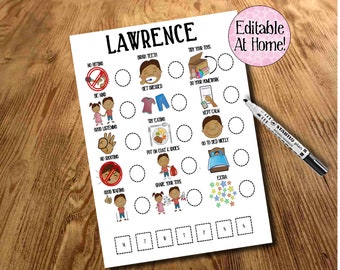 Reward Chart, Behaviour Chart, Routine Chart, Editable Printable, custom chart, toddler chart, with pictures, visual schedule, Autism, ADHD