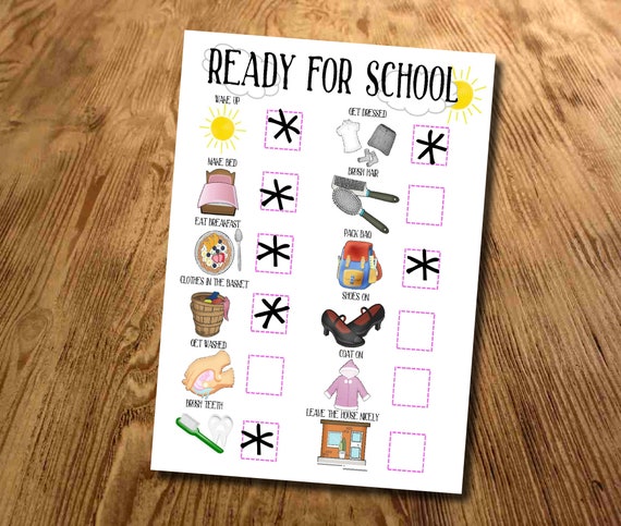 Kids Getting Ready For School Chart