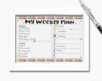 Kids Planner, Kids Responsibilities, Morning and Evening Routine, Kids Weekly Planner, printable, Instant Download, Occupational Therapy