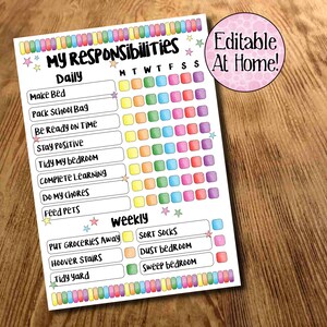 Kinder Belohnungstabelle, bearbeitbares Routine Diagramm, Kinder Aufgaben Tabelle, Meine Aufgaben, Nach der Schule Routine, DIY, tägliche Checkliste, Kinder Planer