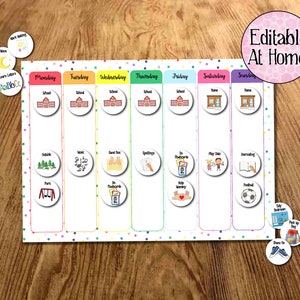 Children's Schedule, Weekly Planner, Print at home, editable file, visual chart, kids planner, Kids Weekly Rhythm, Montessori Learning