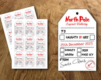 Santa Gift tags, make your own, printable, from Santa Clause, DIY Christmas, naughty or nice list, Christmas wrapping, for kids
