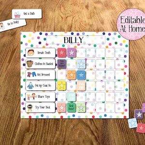 Kids Routine Chart, Customised Reward Chart, Editable Printable, DIY, toddler chart, visual behaviour chart, kids planner, Autism, Pictures