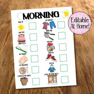 Morgen RoutinePlan, Bearbeitbarer Planer, visuelle Belohnungstabelle, Kinder-Checkliste, Kinderplaner, Autismus, Montessori