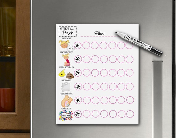 pet - MAGNETIC  Potty or Toilet Training Reward Chart FREE pen/stickers PINK 
