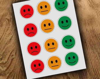 Behaviour Chart, Green Happy Face, Red Sad Face, Print and Cut Tokens, Sticker, DIY Reward Chart, download, Occupational Therapy