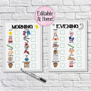 Morgen- und Abendroutienkarte, bearbeitbare Belohnungskarte, Kleinkindkarte, visueller Stundenplan, Kindercheckliste, Kinderplaner, Autismus, Montessori