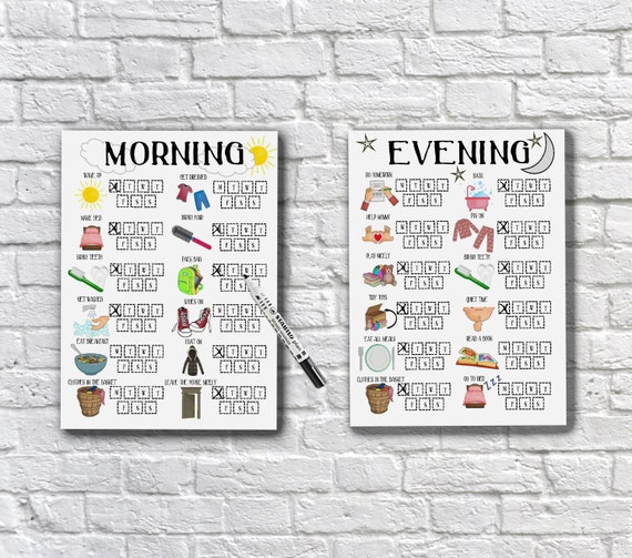 kids daily schedule morning and evening routine printable etsy kids daily schedule printable