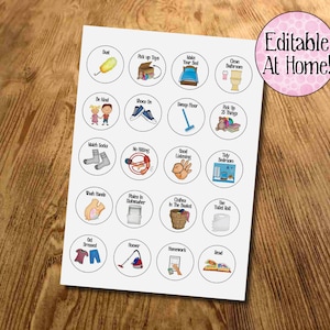 Kids Chores, Kids Routines, Kids Task tokens, download, Edit at Home, Editable, Kids Planner, family chores, With Pictures, printable file