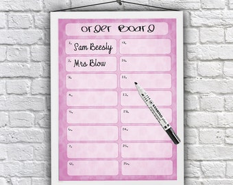 Order board,  a3 (16.5 x 11.6 inches) Download, small business stationary, office organisation, orders, pink, office decor, digital file