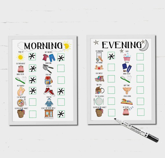 kids morning routine kids evening routine bed time routine etsy