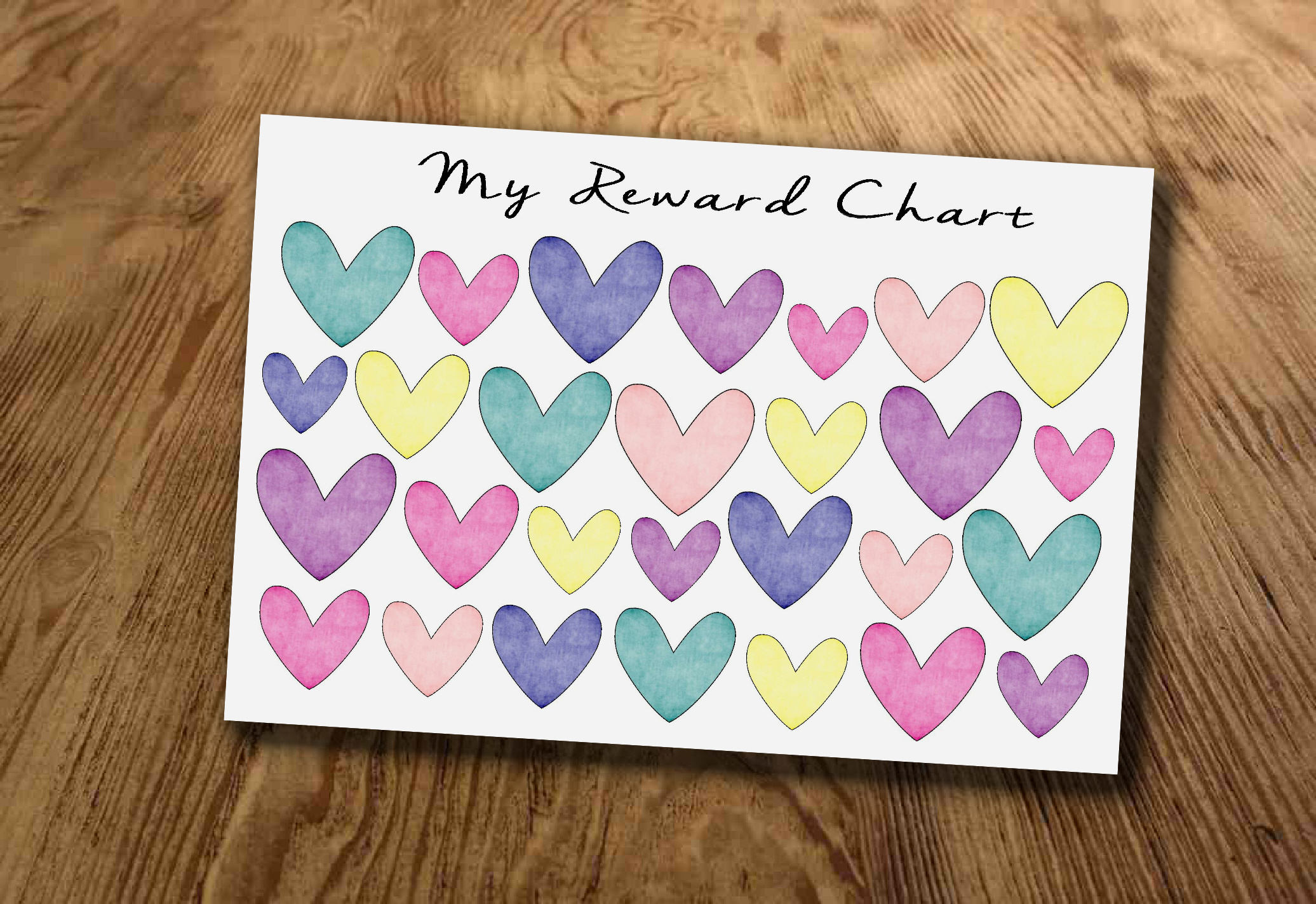 Reward Chart with hearts Star Chart Instant Download | Etsy