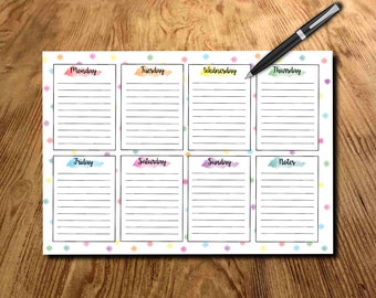 Weekly Planner, Homework Planner, Study Schedule, Kids Chores, Printable, Download, To Do List, Digital Planner, A4 (11.7 x 8.2 in)