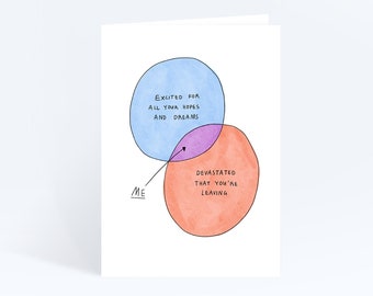 Venn Diagram Leaving Farewell Greeting Card, Leaving Card for Colleague