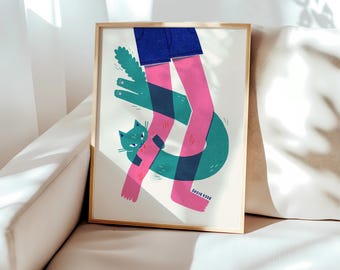 Chaotic Cat Wall Art Print