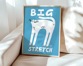 Big Stretch Cat Poster Art Physical Print 8x10 11x14 12x16 16x20